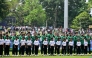 Pakistan players stand for the national anthem before the start of the 2026 ICC Men's T20 Cricket World Cup group stage match between Pakistan and Netherlands at the Sinhalese Sports Club (SSC) Ground in Colombo on February 7, 2026. (Photo by Ishara S.Kodikara / AFP)
 