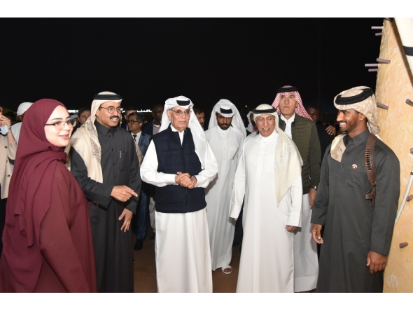 Minister of State and President of Qatar National Library H E Dr. Hamad bin Abdulaziz Al-Kawari: Former Minister of Energy and Industry and Chairman of the Board of Trustees of the UDST H E Dr. Mohammed bin Saleh Al Sada;  and President of UDST Dr. Salem Al-Naemi with other participants during the event.