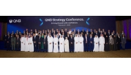 QNB Group CEO Abdulla Mubarak Al-Khalifa with other officials and staff during the annual Strategy Conference in Cairo, Egypt.
