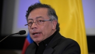 (FILES) Colombian President Gustavo Petro speaks during a press conference at the Colombian Embassy in Washington, DC, on February 3, 2026. (Photo by Oliver Contreras / AFP)