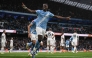 Manchester City's English defender #15 Marc Guehi celebrates after scoring a goal during the English FA Cup third round football match between Manchester City and Salford City at the Etihad Stadium in Manchester, north west England, on February 14, 2026. (Photo by Oli SCARFF / AFP)