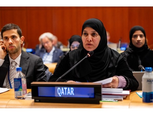 Deputy Speaker of the Shura Council H E Dr. Hamda bint Hassan Al Sulaiti during the IPU hearings at the UN headquarters in New York.