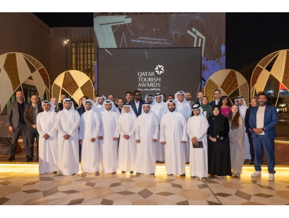 Chairman of Qatar Tourism H E Saad bin Ali Al-Kharji with other officials and guests at the event.