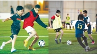 Action during matches at Thumama Ramadan Tournament at Al Furjan Stadium on Wednesday night.  