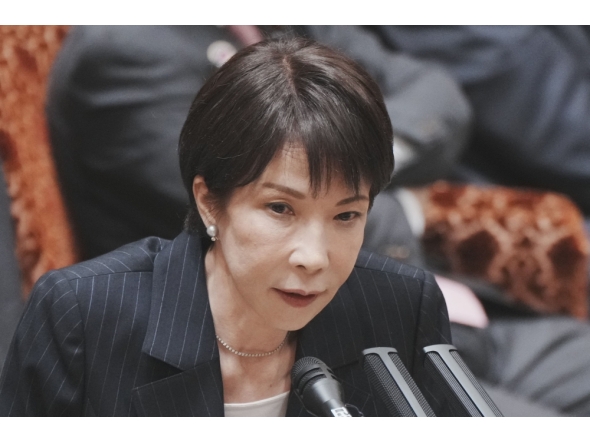 Japan's Prime Minister Sanae Takaichi answers questions at a budget committee session of the House of Councillors in Parliament in Tokyo on March 16, 2026. (Photo by Kazuhiro Nogi / AFP)
 
