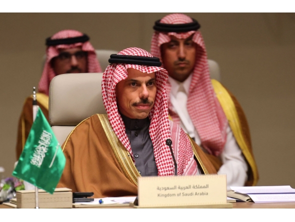Saudi Arabia's Foreign Minister Faisal bin Farhan Al-Saud attends the consultative ministrial meeting in Riyadh, on March 19, 2026. (Photo by Fayez Nureldine / AFP)