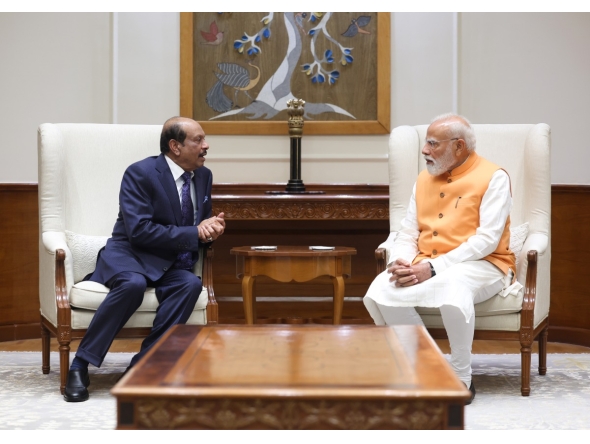 Indian Prime Minister Narendra Modi meeting Chairman of LuLu Group Yusuffali M A.