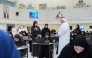 Minister of Education and Higher Education H E Lolwah bint Rashid bin Mohammed Al Khater inspects as students sit an admission test at Qatar Science and Technology School for Girls.
