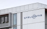 This photograph shows Stellantis' logo displayed on the premises of the multinational car manufacturer's plant in Poissy, west of Paris, on September 23, 2025. Photo by Thibaud MORITZ / AFP