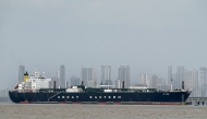 File photo of an Indian-flagged tanker Jag Vasant carrying liquefied petroleum gas (LPG) that transited through the Strait of Hormuz docked at an offloading terminal along the coast in Mumbai on April 1, 2026. (Photo by Punit Paranjpe / AFP)
