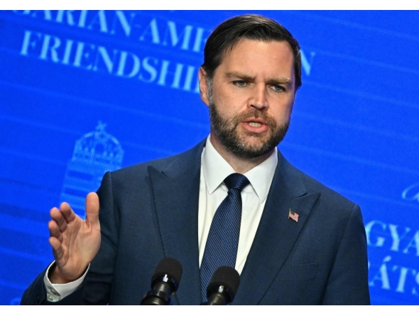 US Vice President JD Vance speaks during a joint press conference with the Hungarian Prime Minister (unseen) in Budapest, Hungary, April 7, 2026. (Photo by Attila Kisbenedek / AFP)
