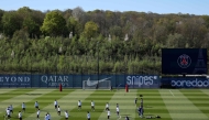 PSG players take part in a training session yesterday.