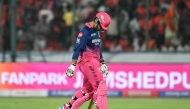 Rajasthan Royals' Indian cricket player Vaibhav Sooryavanshi walks back to the pavilion after his dismissal during the 2026 Indian Premier League (IPL) T20 match between Sunrisers Hyderabad and Rajasthan Royals at the Rajiv Gandhi International Stadium in Hyderabad on April 13, 2026. (Photo by Noah SEELAM / AFP)