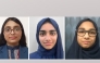 FROM LEFT: Ayesha Mohammed Nadeem Shaikh, Amina Shirin Arippettamannil, and Iman Mustafa Sange