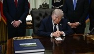 US President Donald Trump gestures during a meeting at the White House in Washington, DC on April 23, 2026. (Photo by Brendan Smialowski / AFP)