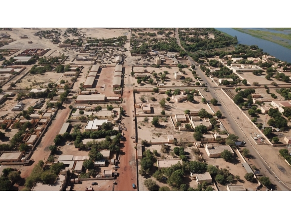  An aerial image shows a general view of Gao, in Mali, on November 26, 2019. (Photo by Souleymane Ag Anara / AFP)
