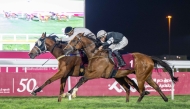 Thor’s Hammer edges stablemate Aemilianus to win End of Season Cup at Al Rayyan Racecourse yesterday. PIC: Juhaim/QREC