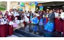  Principal MES Indian School Dr Hameeda Kadar with students and teachers during the event.
