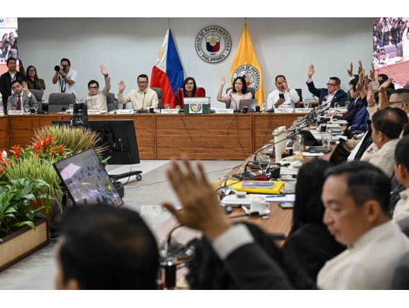 Lawmakers conduct a committee hearing on the impeachment complaints against Philippine Vice President Sara Duterte at the House of Representatives in Quezon City, Metro Manila on April 29, 2026. (Photo by Jam STA ROSA / AFP)