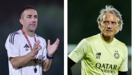 From left: Al Shamal coach David Prats and Al Sadd coach Roberto Mancini