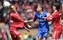 Chelsea's Brazilian striker #20 Joao Pedro pulls on the shirt of Liverpool's Dutch defender #04 Virgil van Dijk during the English Premier League football match between Liverpool and Chelsea at Anfield in Liverpool, north west England on May 9, 2026. (Photo by PETER POWELL / AFP)