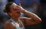 Belarus' Aryna Sabalenka reacts during her match against Romania's Sorana Cirstea during the WTA Rome Open tennis tournament at Foro Italico in Rome on May 9, 2026. (Photo by Tiziana FABI / AFP)
