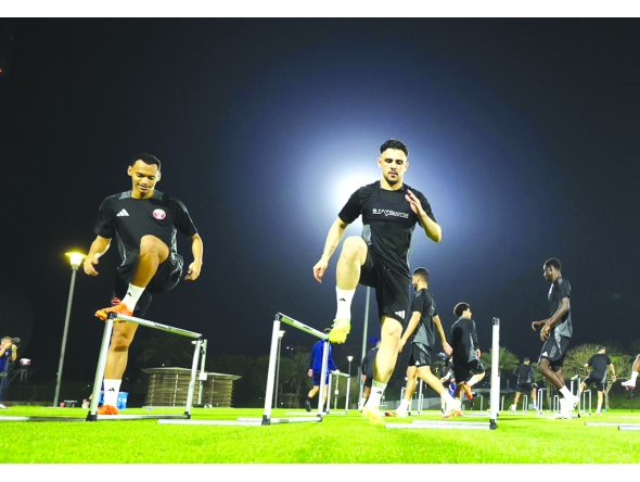 Qatar players during a training session.