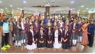 BPS Principal Dr. Anand R Nair, staffs with the school’s girls handball teams.