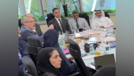 Editor-in-Chief of The Peninsula Prof. Khalid Mubarak Al-Shafi (first right); Associate Vice President Academic, Dr. Salem Seifeddine (third right); Dean of the College of Computing and Information Technology, Dr. Zakaria Maamar (fourth right); DCMP Department Head, Dr. Milan Maric; and other faculty members and representatives of labour market attending the meeting at UDST yesterday. 
