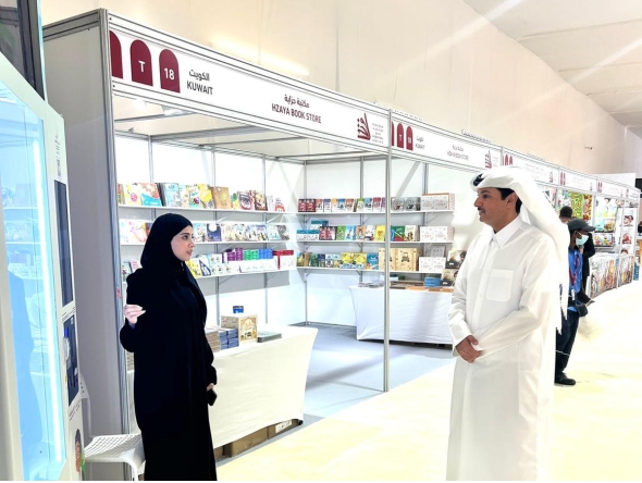 Fadhl Al Kaabi, offering books and children’s stories in the children’s section of the exhibition.