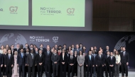 Minister of Finance H E Ali bin Ahmed Al Kuwari with other dignitaries during the opening session of the fifth edition of the ‘No Money for Terror’ conference, held in Paris, yesterday.