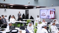 Undersecretary of the Ministry of Education and Higher Education Dr. Ibrahim bin Saleh Al Nuaimi with other officials and students attending the smart class event. 
