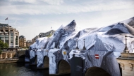This photograph taken at the Pont-Neuf bridge in Paris on May 21, 2026 shows the installation of 