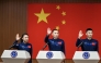Chinese astronauts Zhu Yangzhu (C), Zhang Zhiyuan (R) and Lai Ka-ying, for the upcoming Shenzhou-23 crewed spaceflight mission, meet the press at the Jiuquan Satellite Launch Center in northwest China, May 23, 2026. (Xinhua/Lian Zhen)