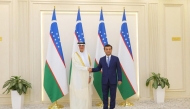 Minister of State for Foreign Trade, H E Dr. Ahmed bin Mohammed Al-Sayed with Minister of Foreign Affairs of Uzbekistan H E Bakhtiyor Saidov.