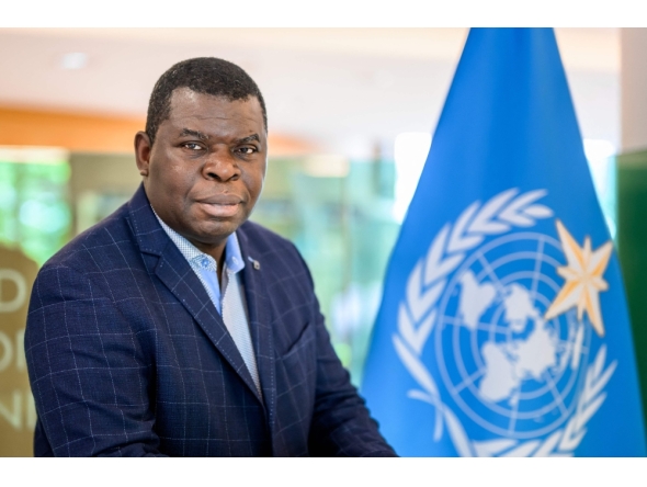 Head of climate prediction services at the World Meteorological Organization (WMO) Wilfran Moufouma-Okia poses at the WMO headquarters in Geneva, on June 1, 2026. (Photo by Fabrice Coffrini / AFP)