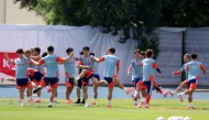 Japan’s players take part in a training session in Monterrey, Mexico. (AFP)