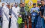 Ambassador of India to Qatar H E Vipul with Assistant Director of the Public Parks Department Mohammed Abdullah Mohammed and other officials planting a sapling during the event.