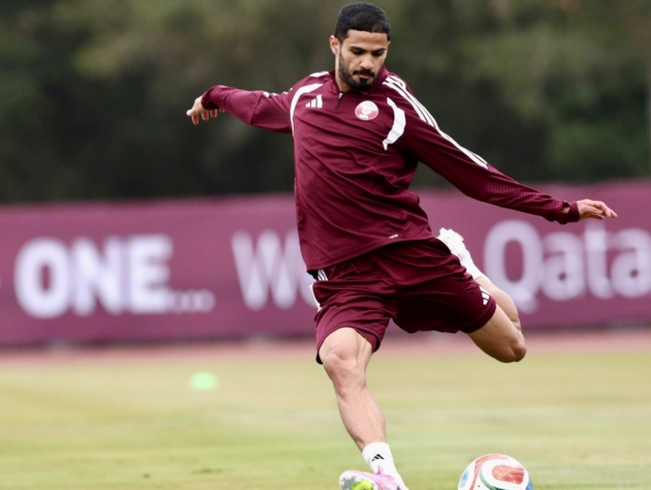Qatar team player during FIFA World Cup training. Pic: QFA