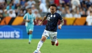 Lautaro Martinez of Argentina runs with the ball during the international friendly match between Argentina and Honduras at Kyle Field on June 06, 2026 in College Station, Texas. Tim Warner/Getty Images/AFP