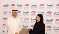 Vice President for Strategic Educational Initiatives at QF’s Pre-University Education, Sheikha Noof Ahmed bin Saif Al Thani and Director of Programmes at Daam, Hassan Yousef Al-Obaidly at signing ceremony. 