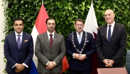 Minister of Municipality H E Abdullah bin Hamad bin Abdullah Al Attiyah with Mayor of the Municipality of Westland H E Bouke Arends and other officials during his visit to the Kingdom of the Netherlands.
