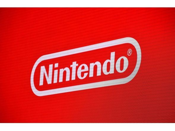 The logo of Japan's Nintendo Co. is displayed at a presentation in Tokyo on January 13, 2017. Photo by Kazuhiro NOGI / AFP
