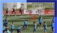 Spain’s players attend a training session. (AFP)