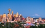 The Seattle skyline with Mount Rainier in the distance.