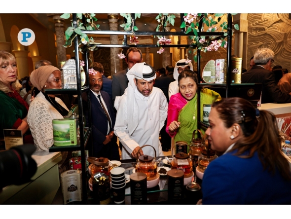Sri Lankan Ambassador to Qatar H E Sithra Khan Azard and Director General of Katara Cultural Village, Professor Dr. Khalid bin Ibrahim Al Sulaiti at the ‘Flavours from Sri Lanka’  Ceylon Tea tasting event. All pictures: Salim Matramkot/The Peninsula 