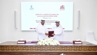 QU’s Executive Vice President for Academic Affairs Prof. Ibrahim Al-Kaabi and Chief Engineering & Projects Officer at QatarEnergy LNG Rashid Sultan Al-Kuwari at the signing ceremony.