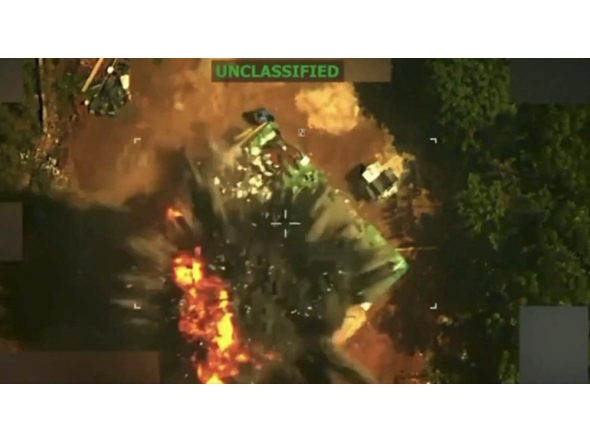 This screen grab from a video posted by US President Donald Trump on his Truth Social account on June 12, 2026, shows what President Trump says is a deadly strike on the leader of Tren de Aragua. (Photo by US President Donald Trump's TRUTH Social account / AFP) 