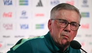 Brazil's Italian head coach Carlo Ancelotti gestures during a press conference at the New York/New Jersey Stadium in East Rutherford on June 12, 2026. (Photo by Mauro Pimentel / AFP)