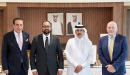 Ambassador of the United Kingdom to Qatar H E Neerav Patel; Director of Business and Trade at the British Embassy Ian Mason; and BCCQ Chairman Emad Turkman with QC Second Vice Chairman Rashid bin Hamad Al Athba during the meeting.